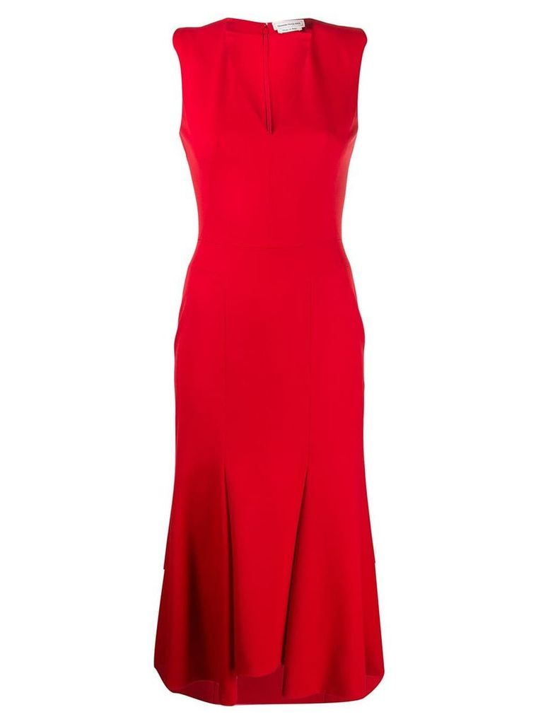 Alexander McQueen asymmetric v-neck dress - Red