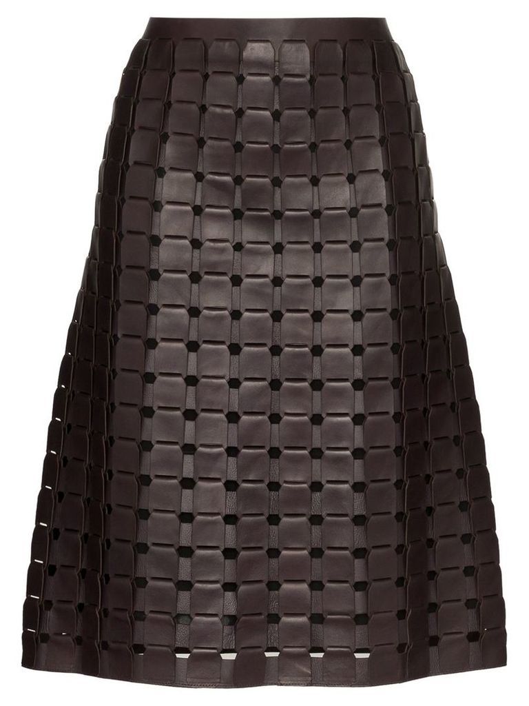 Bottega Veneta woven leather skirt - Black