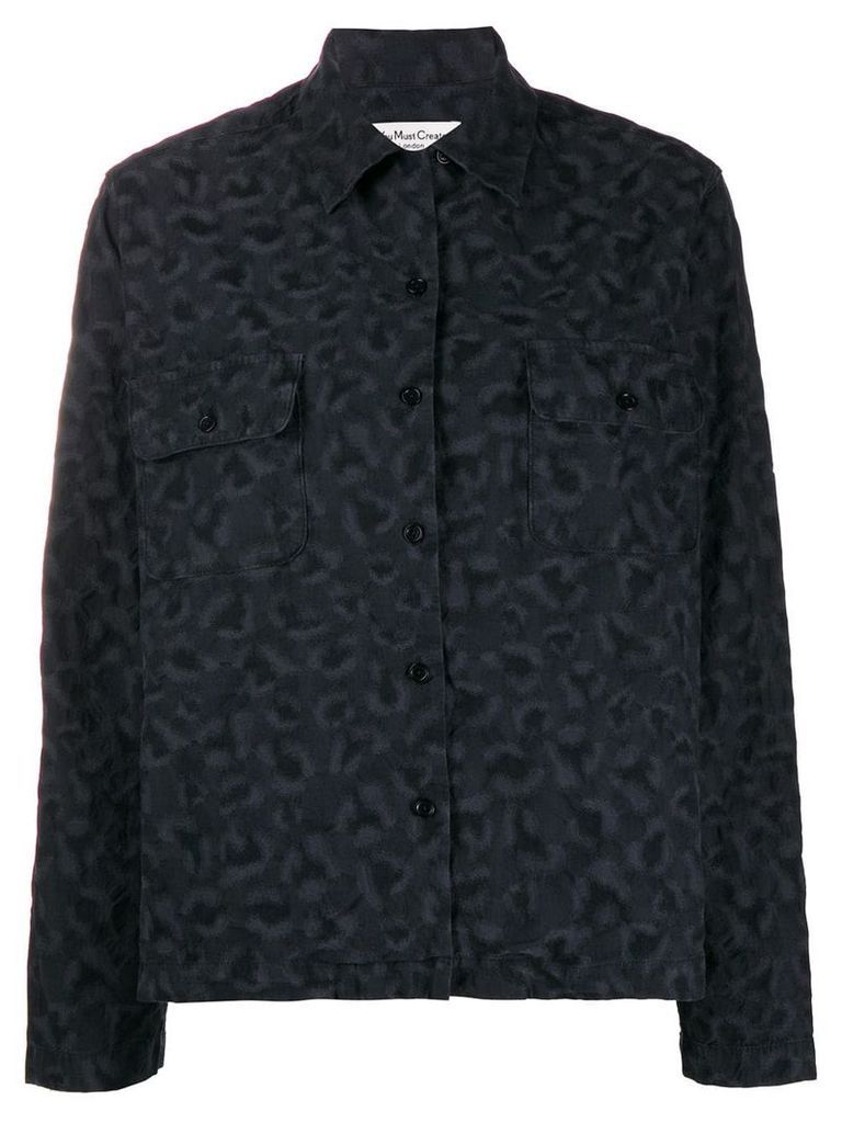 YMC embroidered long-sleeve shirt - Black