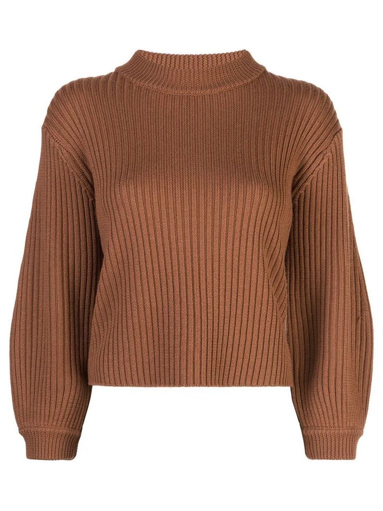 Tibi ribbed knit cropped sweater - Brown
