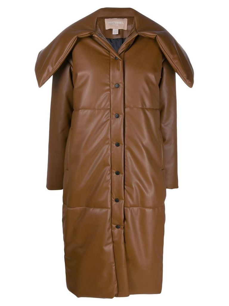 Matériel faux-leather padded coat - Brown