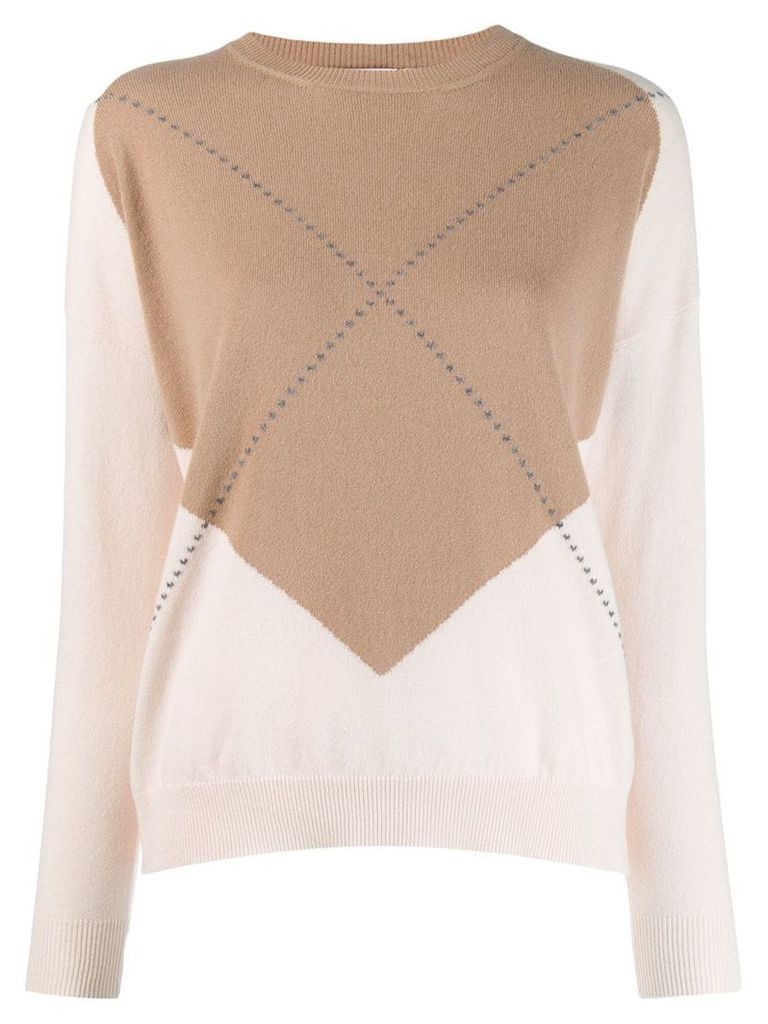 Peserico contrast fitted sweater - NEUTRALS
