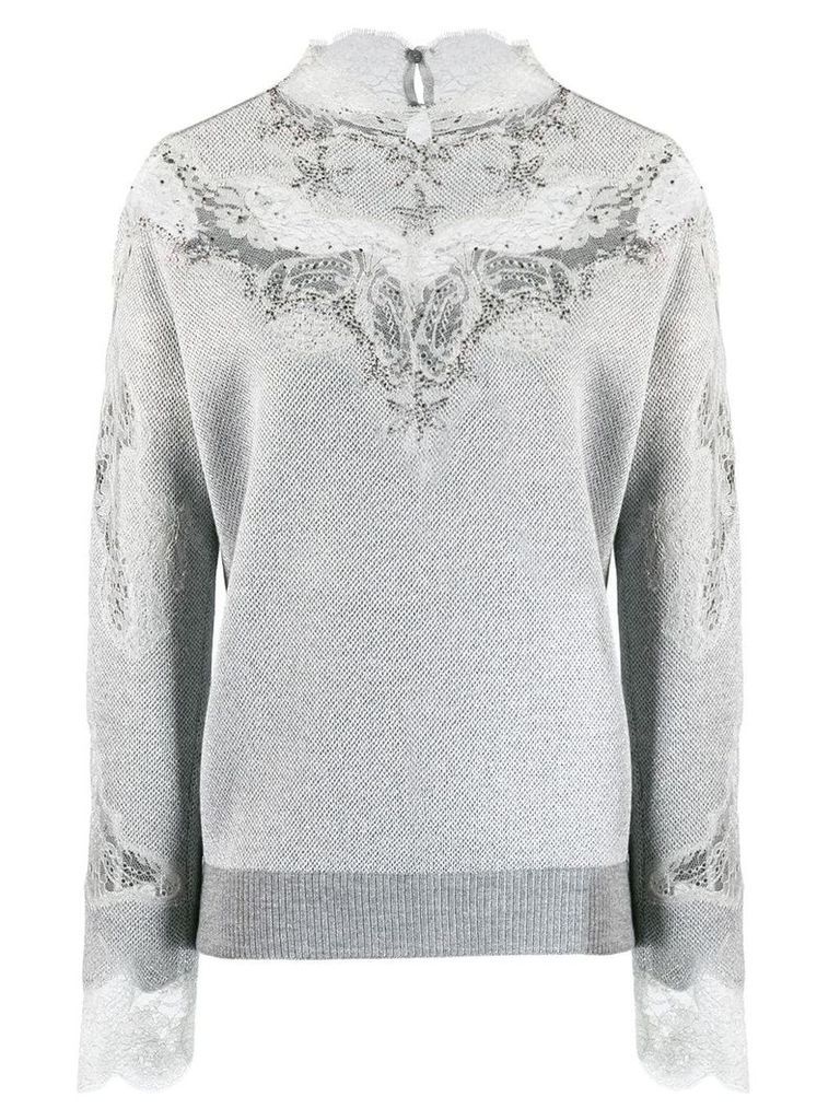 Ermanno Scervino lace panel jumper - Grey