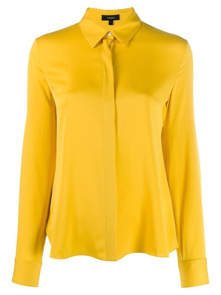 Theory concealed button up shirt - Yellow