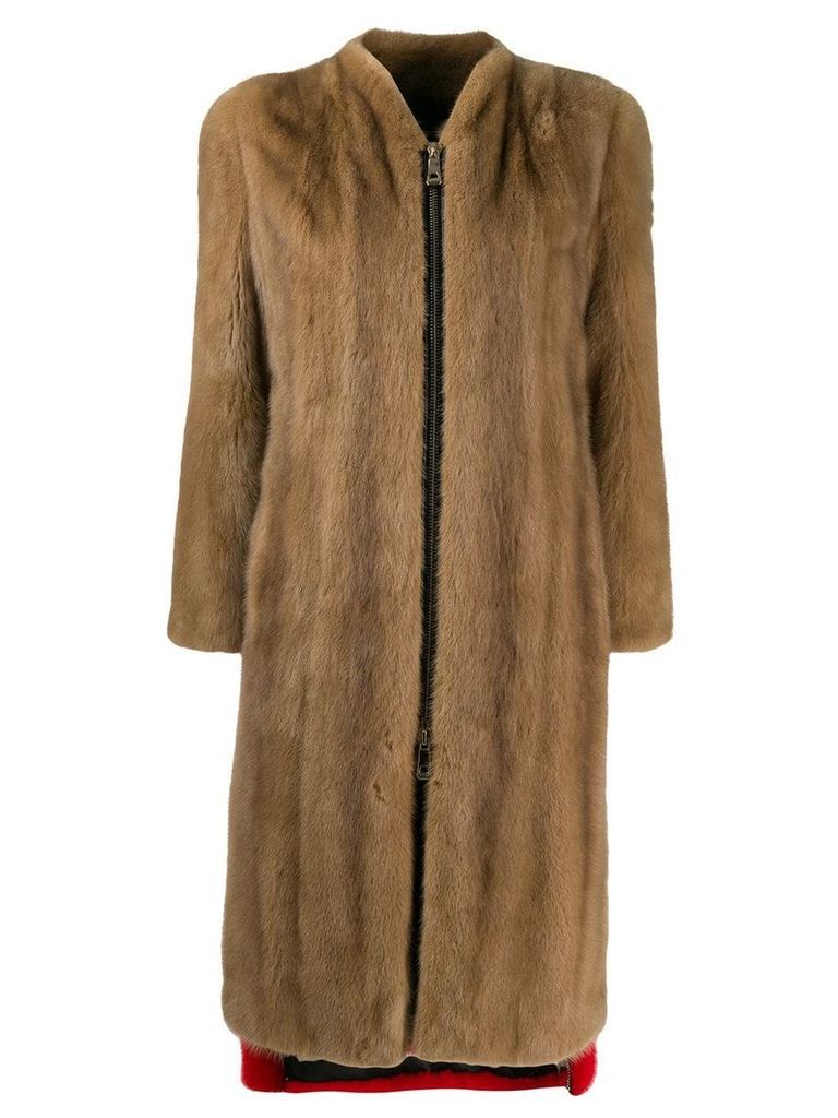 Philipp Plein colour block long coat - Brown