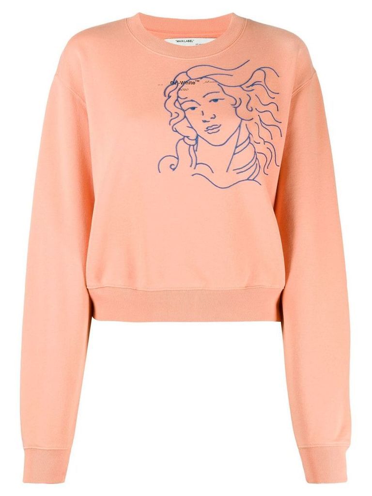 Off-White embroidered woman figure sweatshirt - PINK