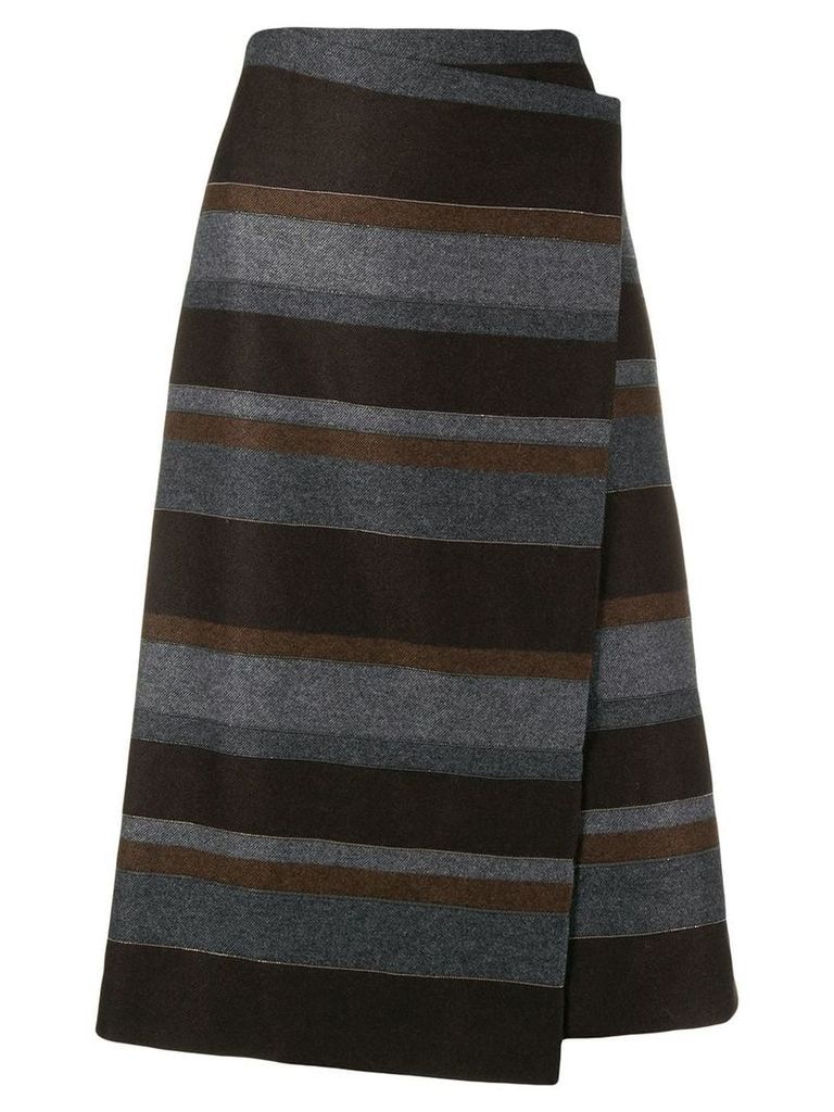 Brunello Cucinelli striped midi skirt - Brown