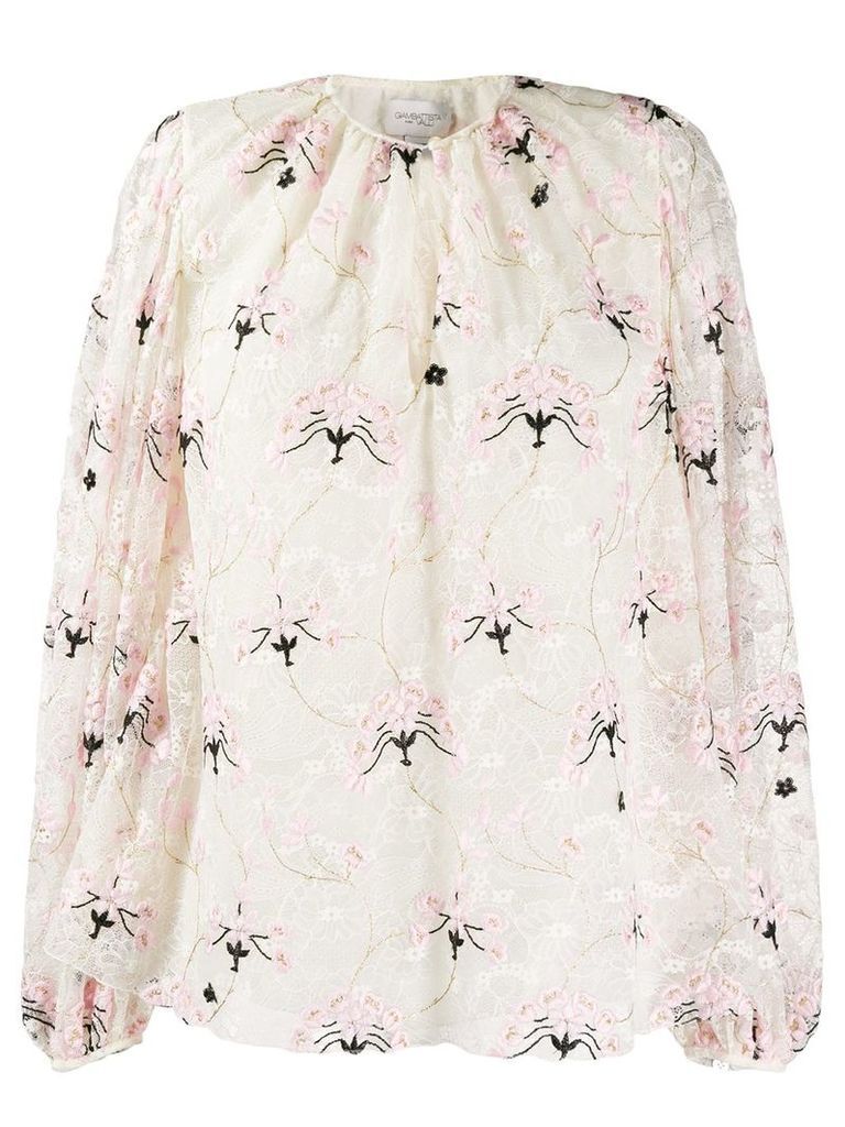 Giambattista Valli floral embroidery blouse - NEUTRALS