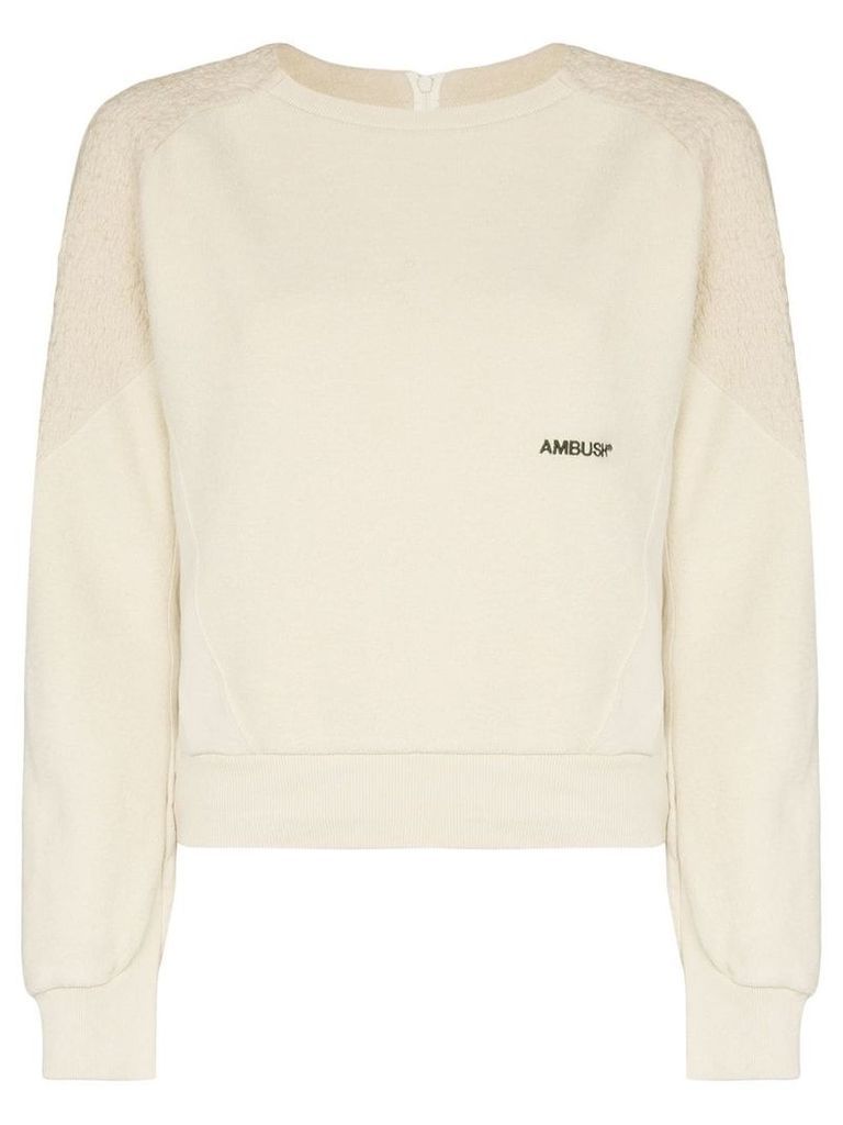 AMBUSH logo printed fleece sweatshirt - White