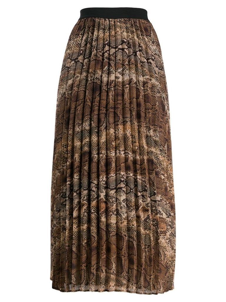 LIU JO pleated animal skirt - Brown