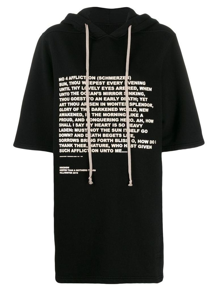 Rick Owens DRKSHDW quote print hoodie - Black