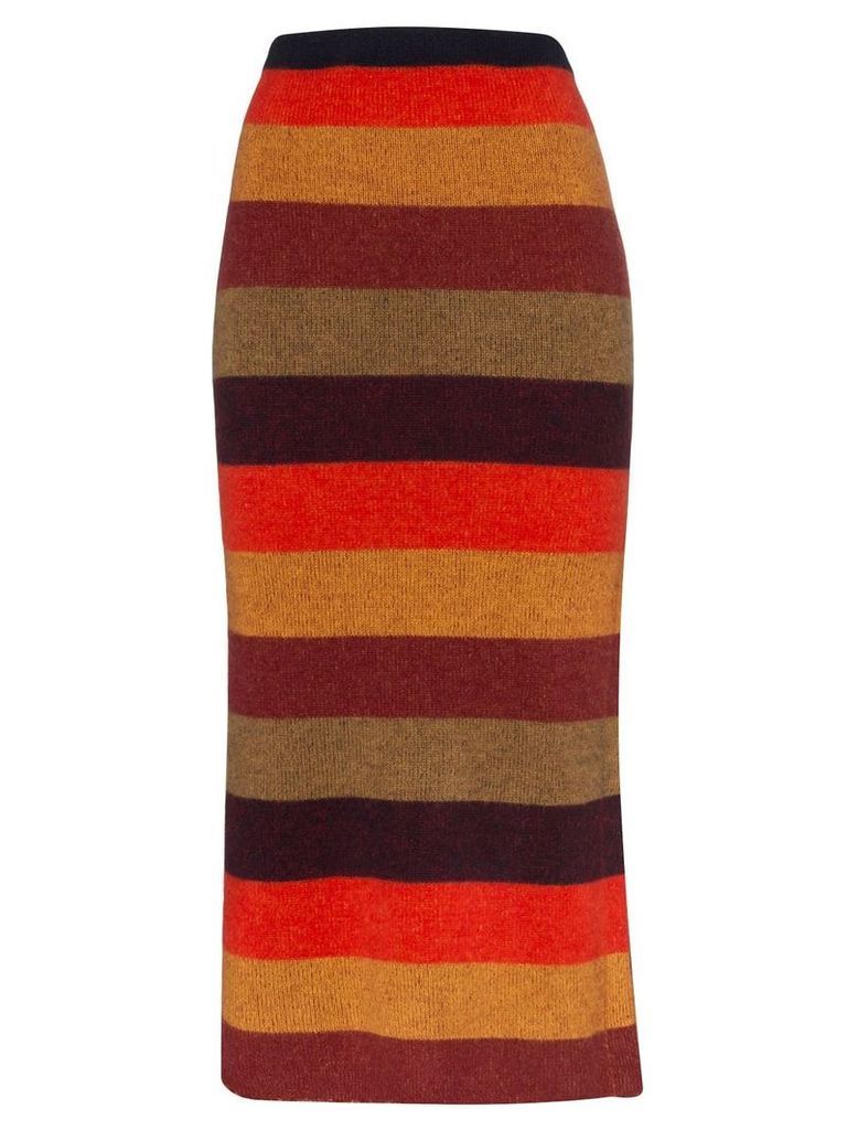 The Elder Statesman striped cashmere knit midi skirt - MULTICOLOURED