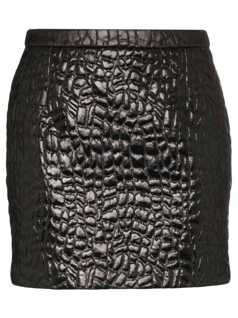 Saint Laurent crocodile-embossed mini skirt - Black