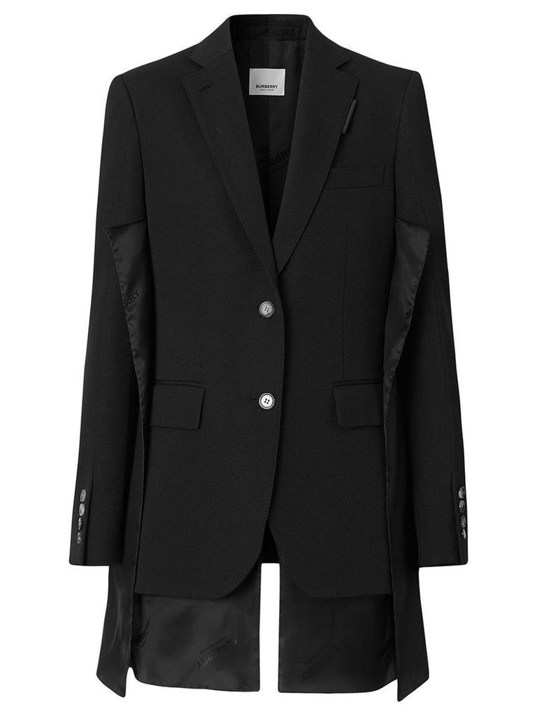 Burberry Logo Panel Detail Wool Tailored Jacket - Black