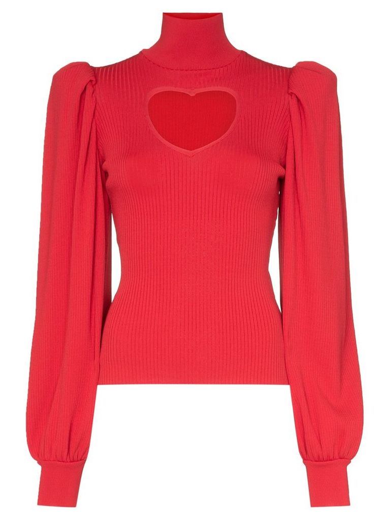 MSGM heart cutout knitted jumper - Red