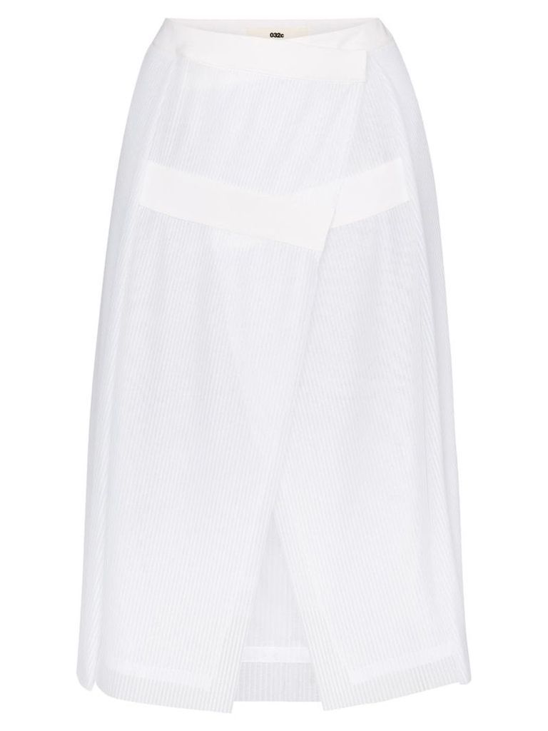 032c plissé pleated wrap skirt - White