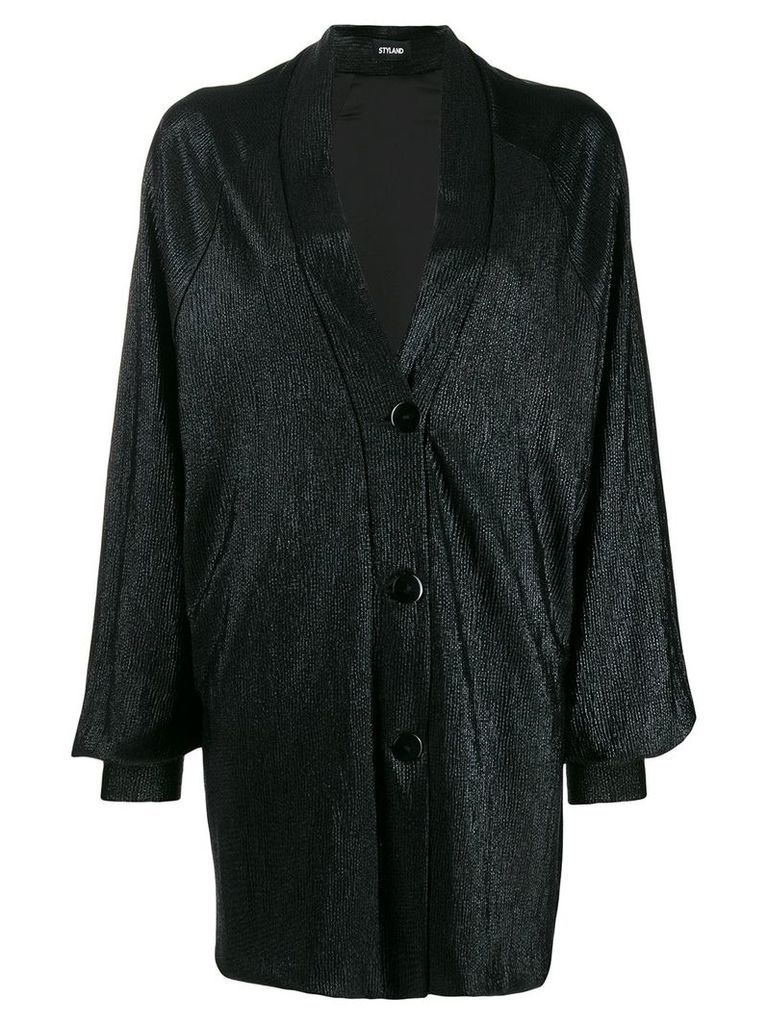 Styland metallic shawl lapel jacket - Black