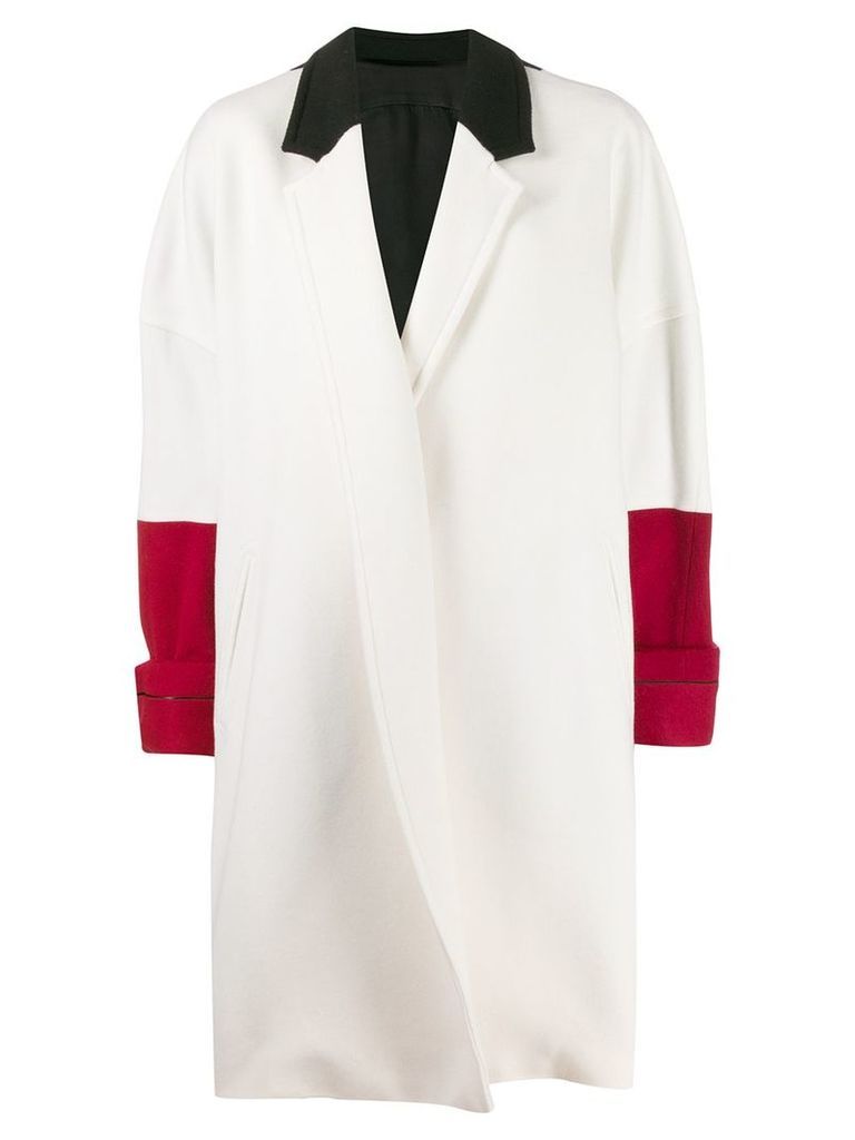 Haider Ackermann oversized colour block coat - White