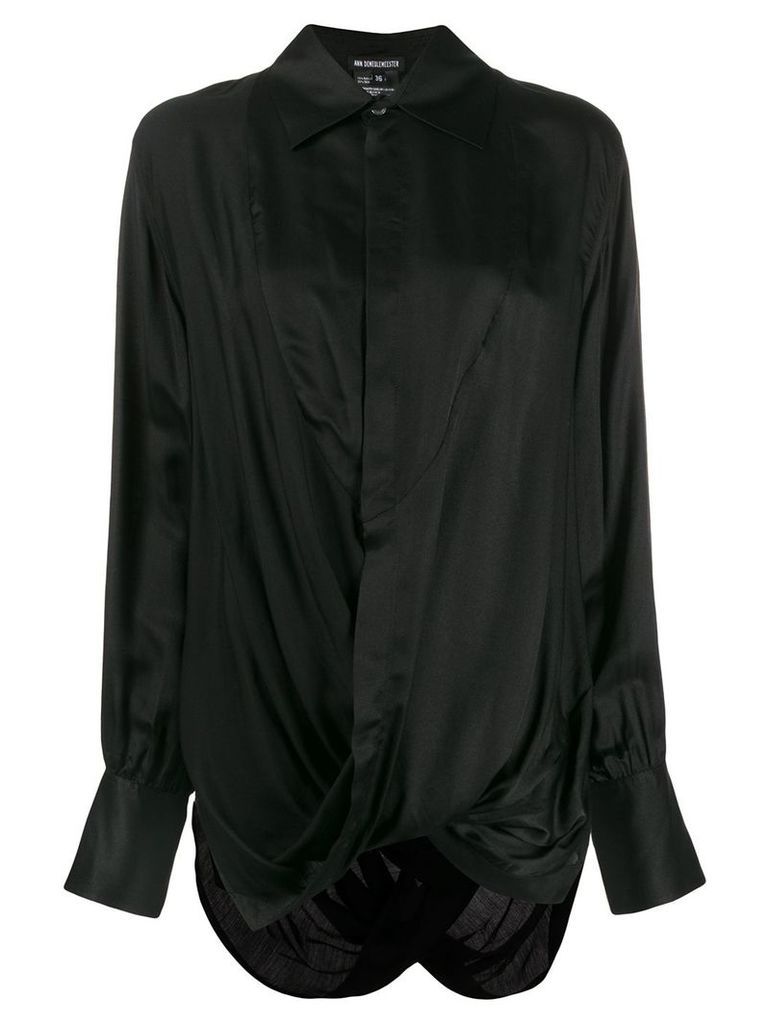Ann Demeulemeester long sleeved draped blouse - Black