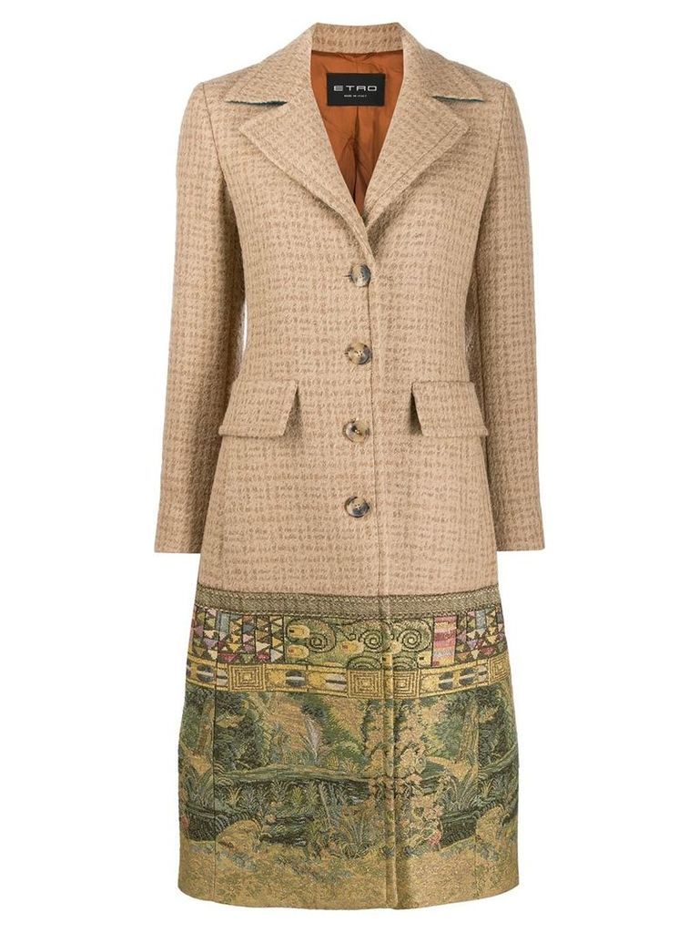 Etro embroidered single-breasted coat - NEUTRALS