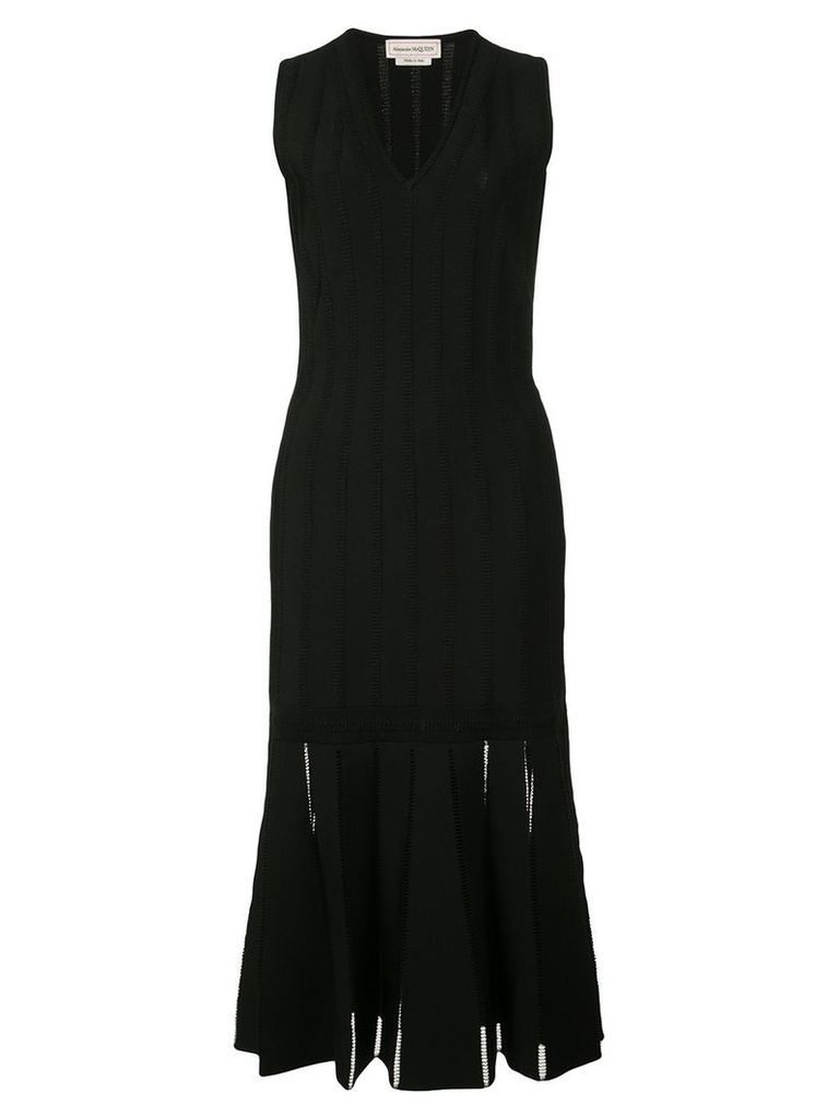 Alexander McQueen embroidered knitted midi dress - Black