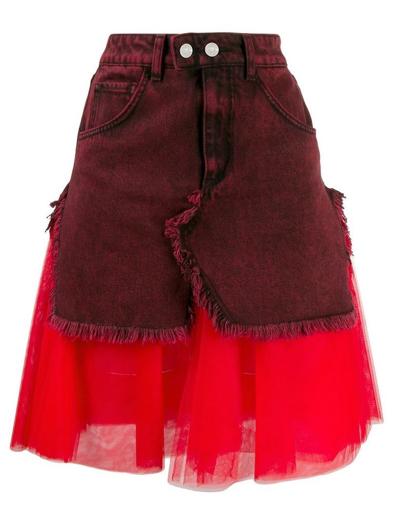 Brognano layered fabric mix skirt