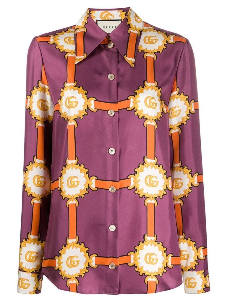 Gucci chain and logo print blouse - PURPLE
