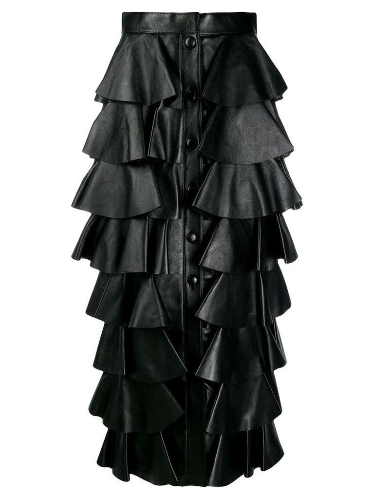 Saint Laurent tiered-design midi skirt - Black