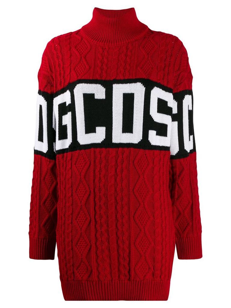 Gcds knitted logo dress - Red