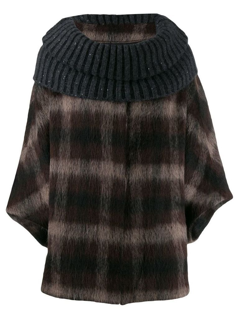 Fabiana Filippi oversized collar check sweater - Brown