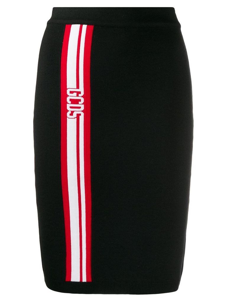 Gcds fitted logo stripe skirt - Black