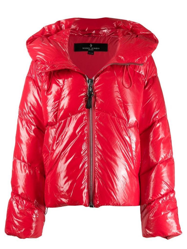 Nicole Benisti glossy shell puffer coat - Red