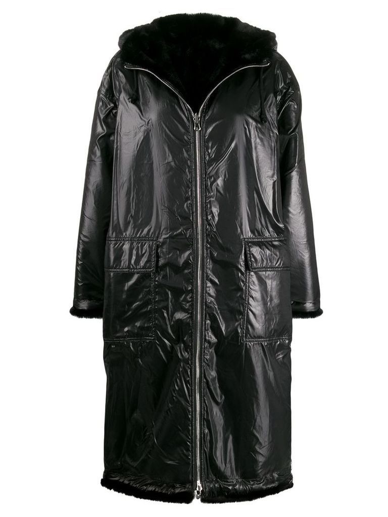 Stand Studio lined zip front coat - Black