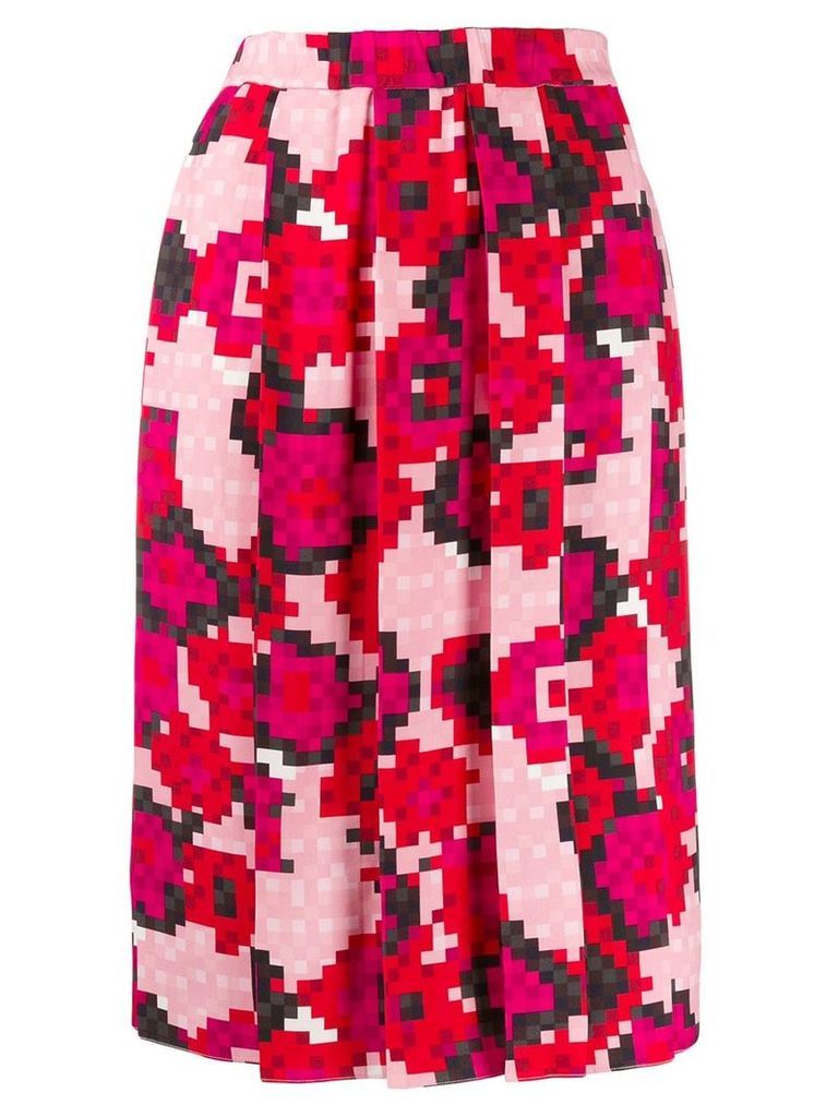Marni pixel print pleated skirt - PINK