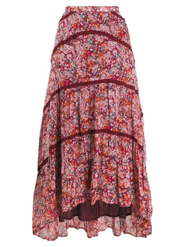 Cecilie Copenhagen Gaby floral print midi skirt - Red