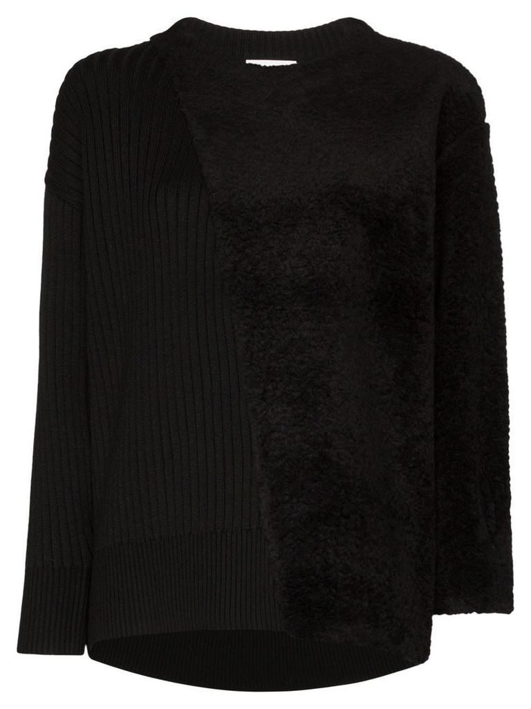 Hyke shearling-panel jumper - Black