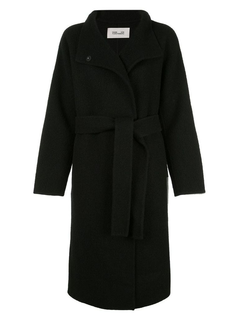 DVF Diane von Furstenberg fine knit belted coat - Black