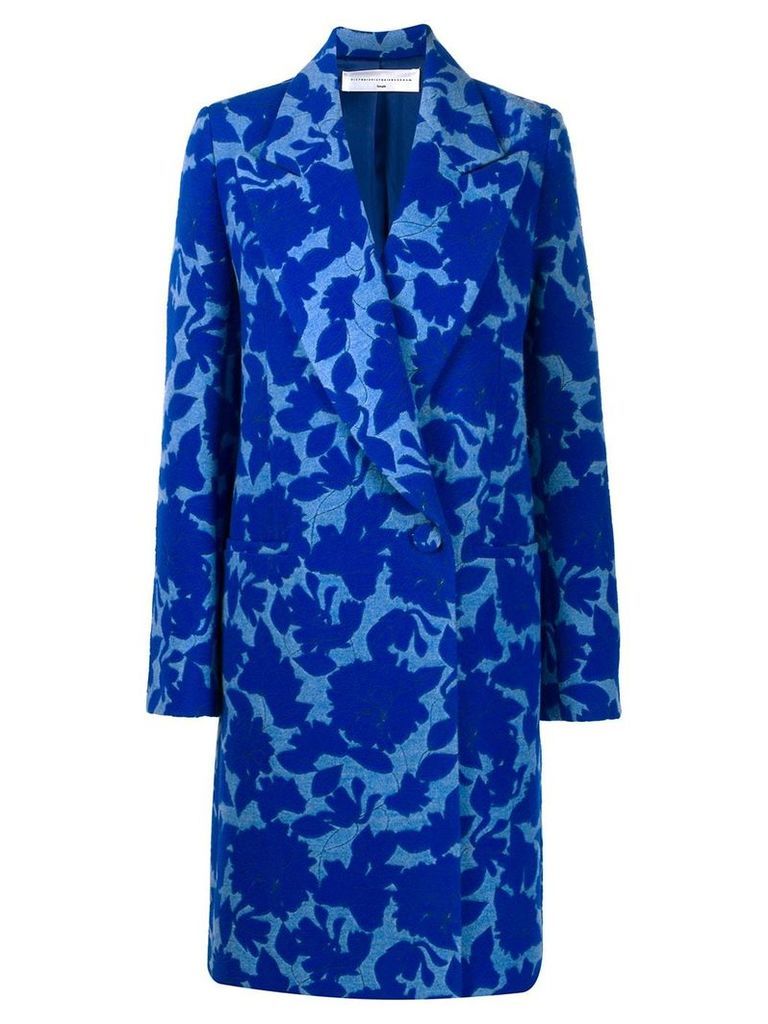Victoria Victoria Beckham floral jacquard coat - Blue