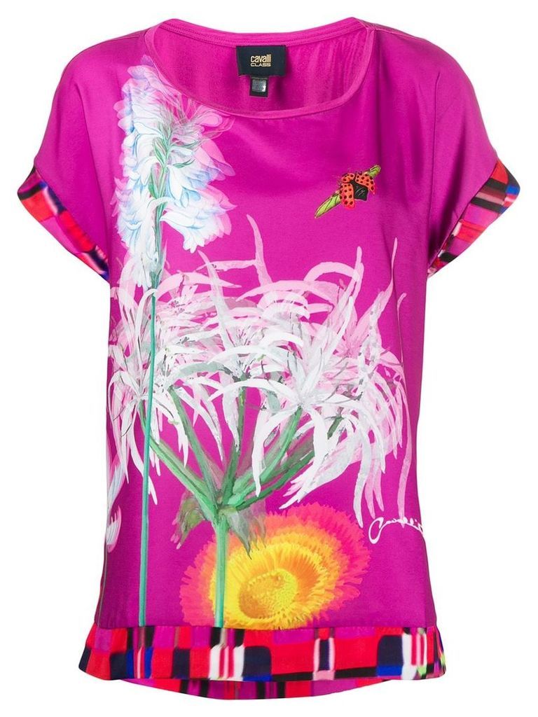 Cavalli Class printed short-sleeved blouse - PINK