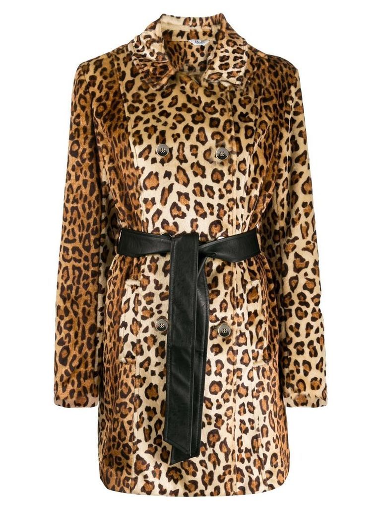 LIU JO leopard-print double-breasted coat - NEUTRALS