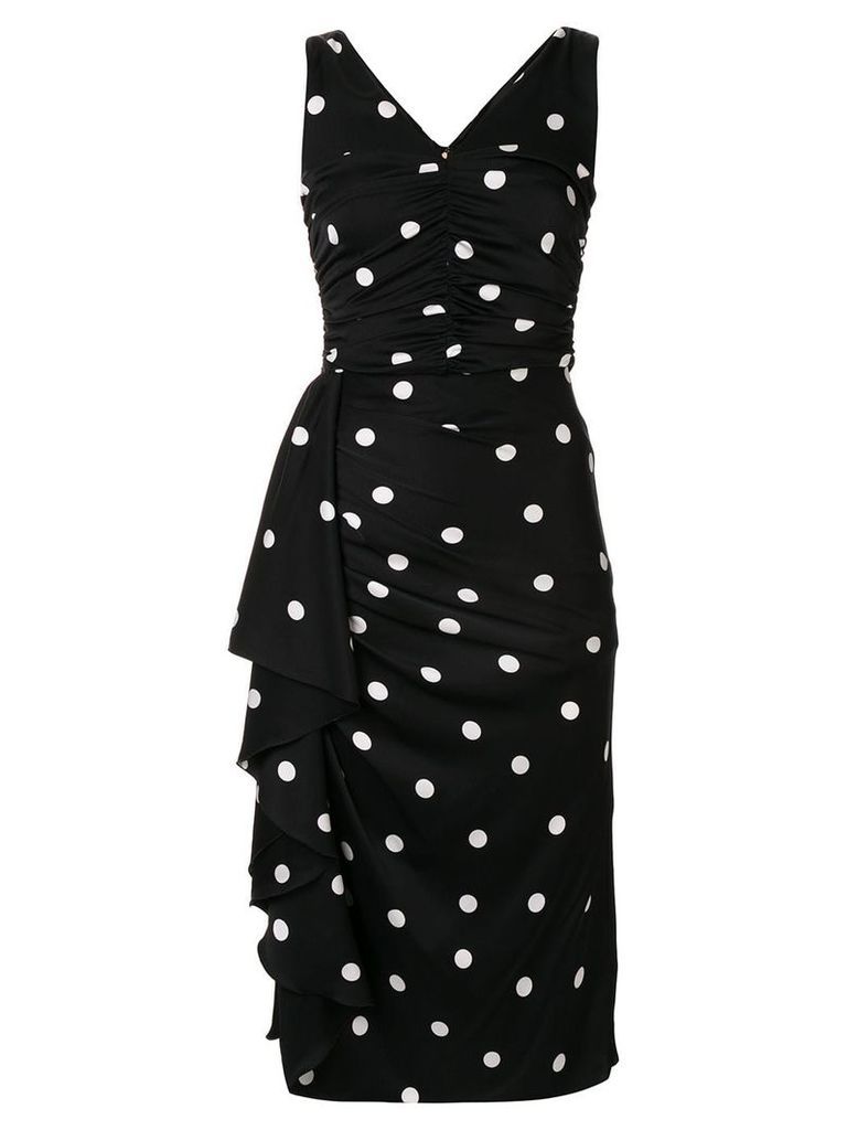 Dolce & Gabbana polka dots ruched midi dress - Black