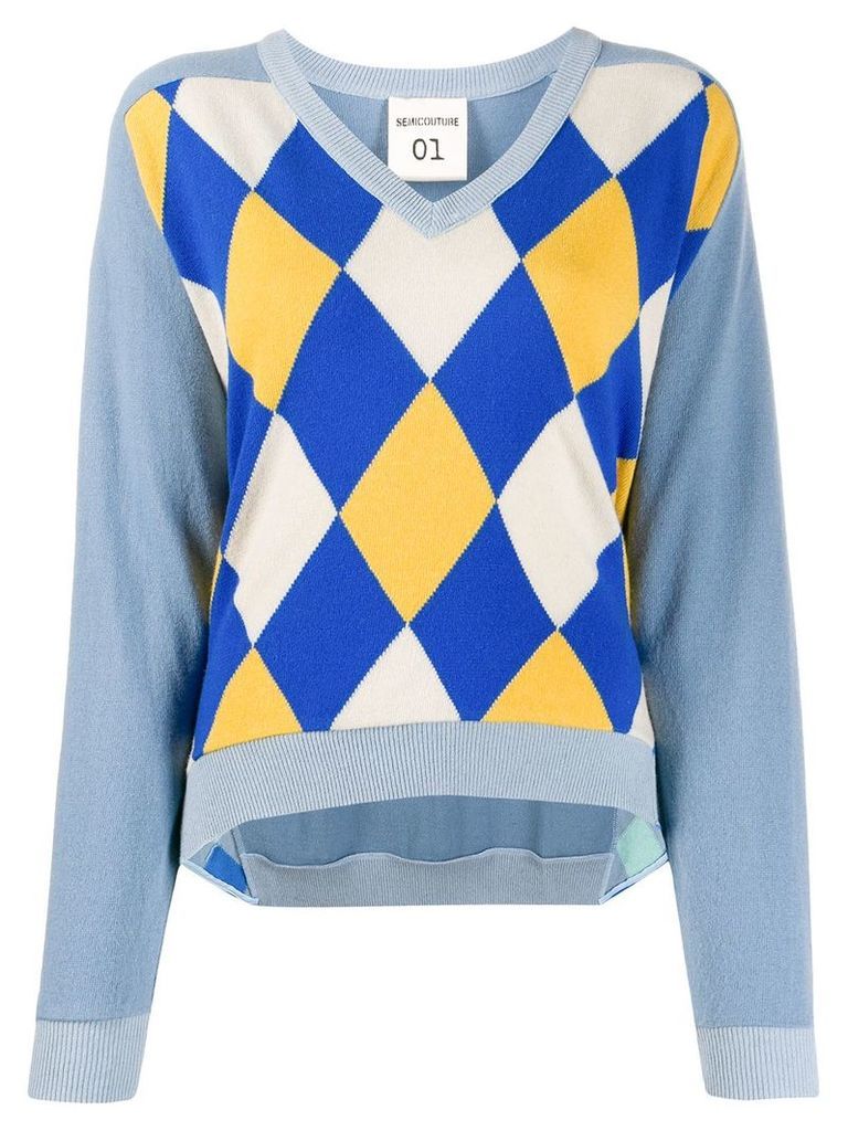 Semicouture Argyle intarsia sweater - Blue
