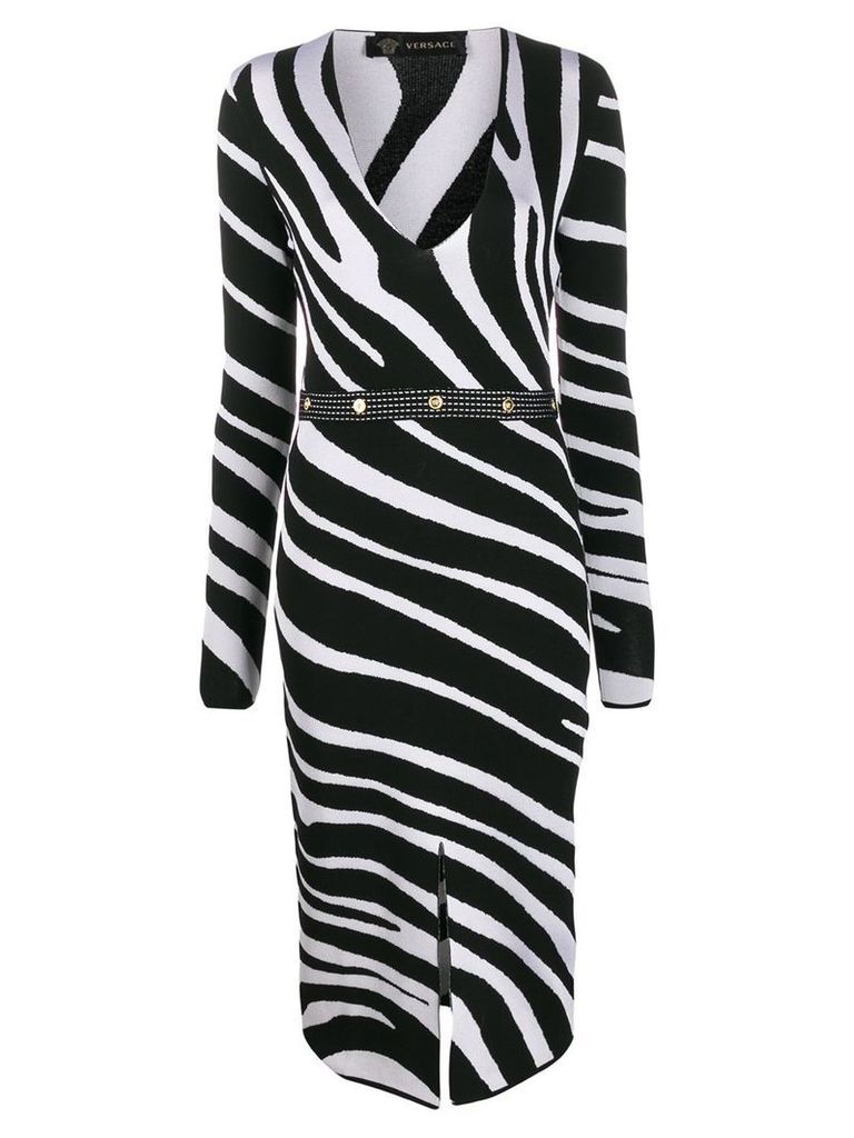 Versace zebra knitted midi dress - Black