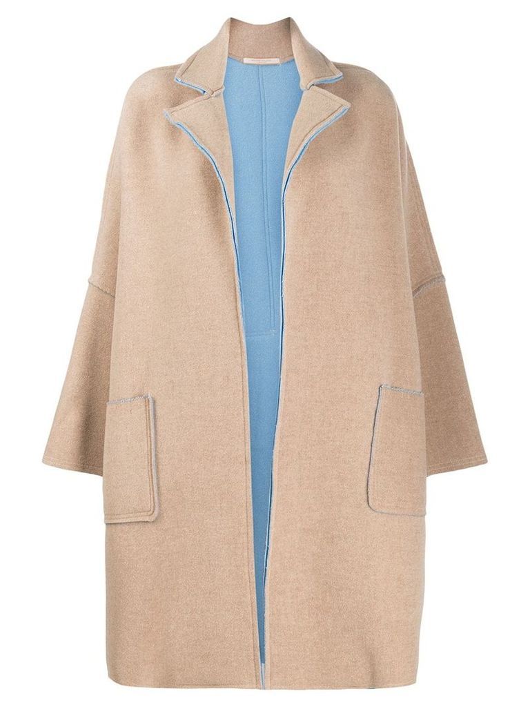 Ermanno Gallamini Abric oversized coat - NEUTRALS