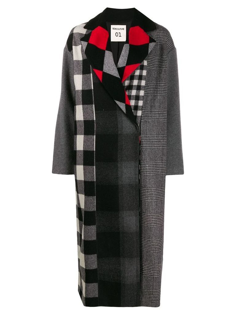 Semicouture multi-check coat - Grey