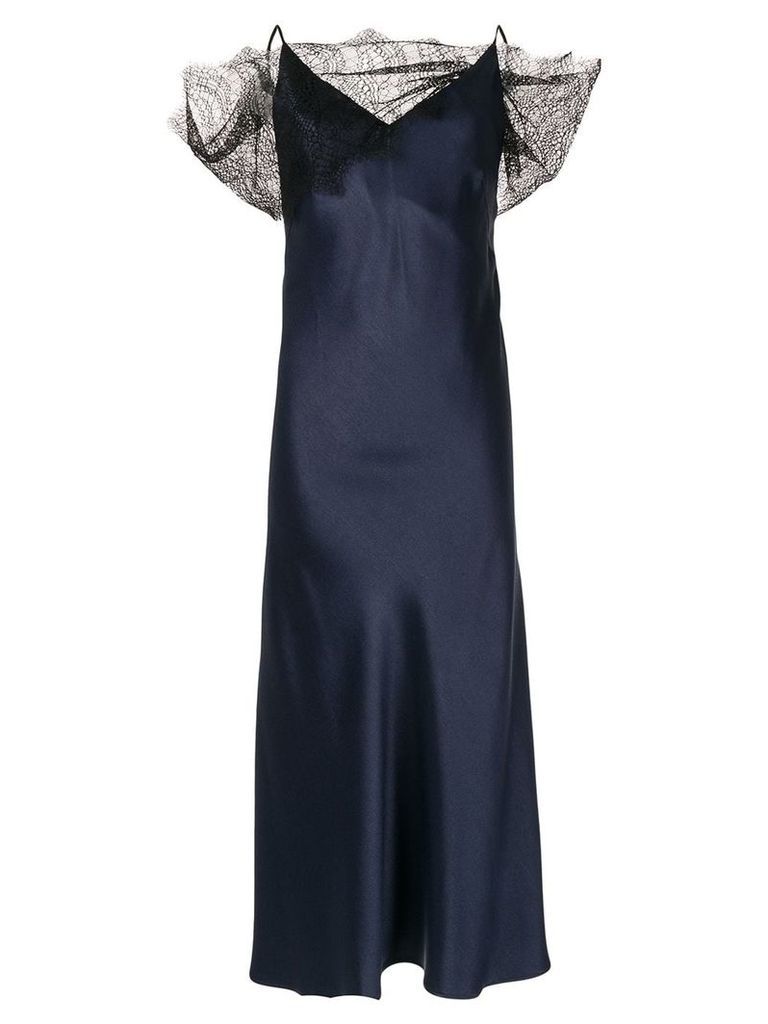 Christopher Esber lace embellished textured dress - Blue