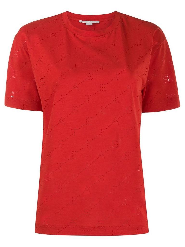 Stella McCartney perforated monogram T-shirt - Red