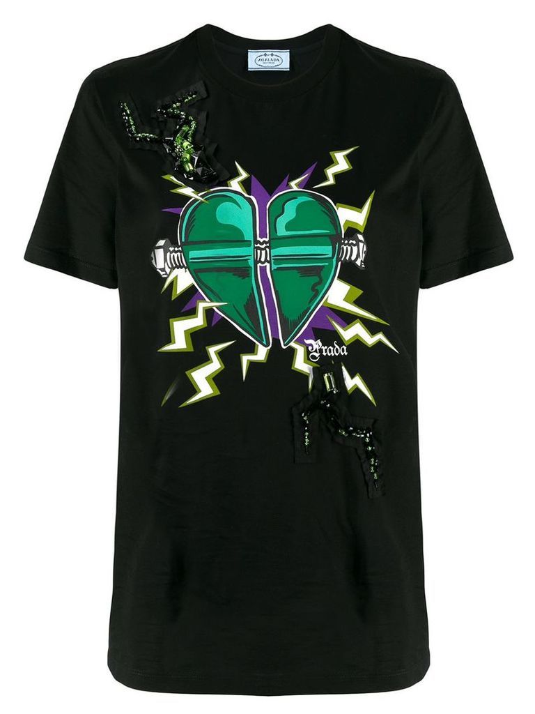 Prada heart print T-shirt - Black