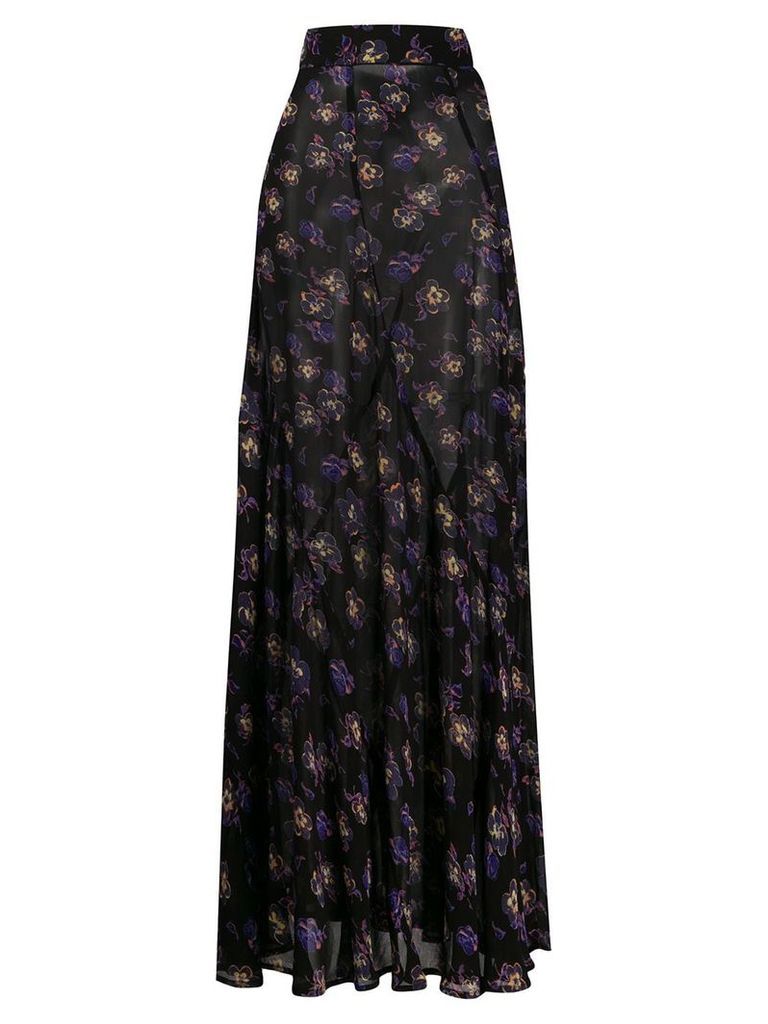 Ganni long floral skirt - Black
