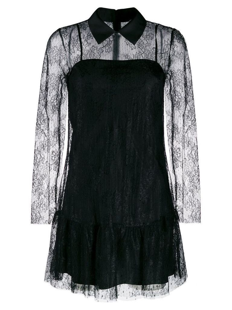 RedValentino lace overlay collared dress - Black